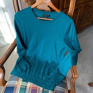 BR 100% Extra Fine Merino Wool Teal Crewneck